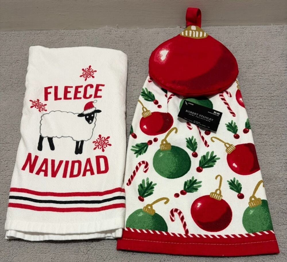 Christmas Kitchen Towel & Tie Towel Set Casaba & Robert Stanley Ornament Sheep